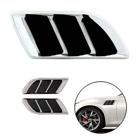 Oshotto 2Pcs Car Decorative FLS-5116 Electroplate Air Flow Intake Scoop Turbo Bonnet Vent Hood for All Cars (Chrome)