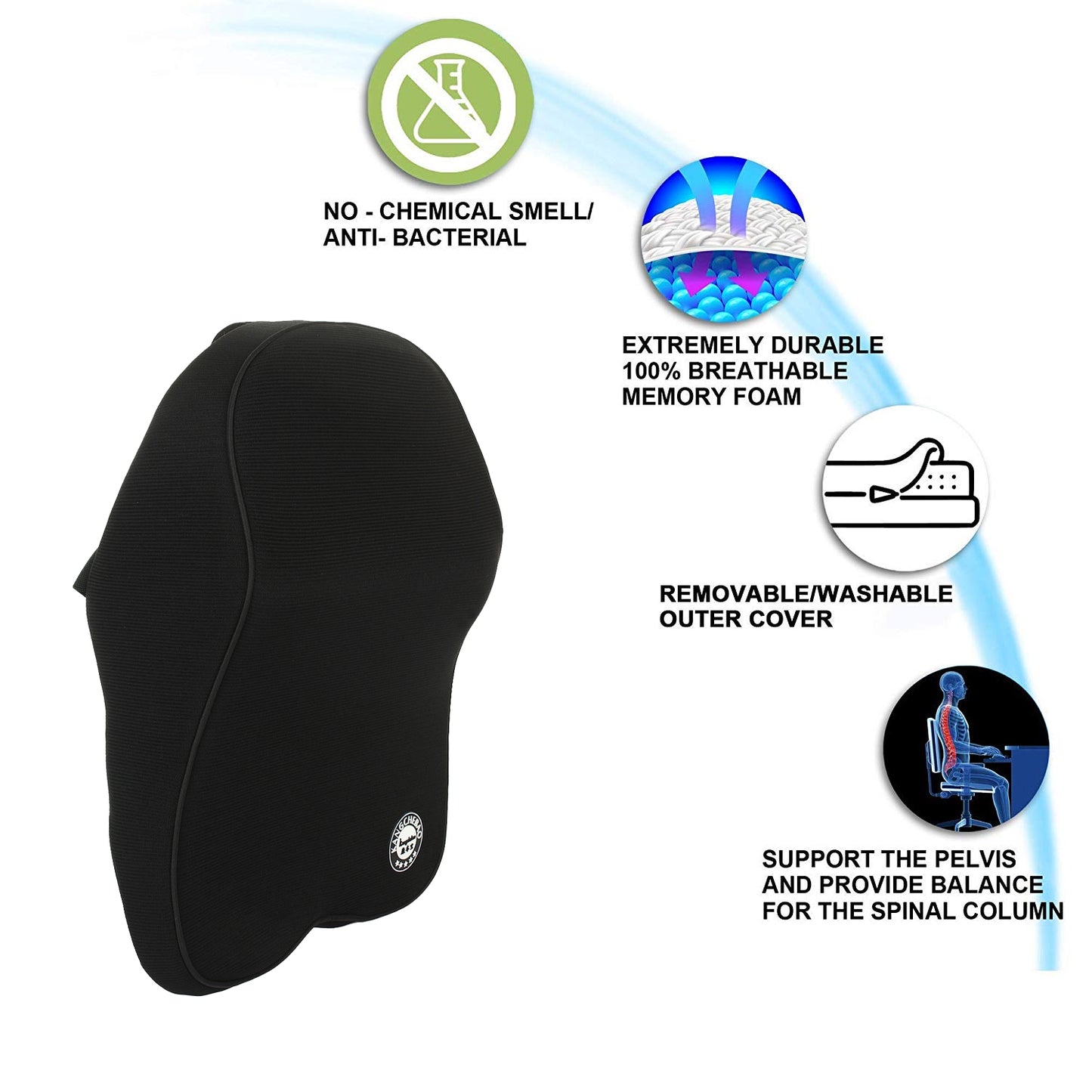 Oshotto Memory Foam, Air Fabric and Ergonomic Design Car Seat Neck Rest Cushion, Head Rest Pillow to Protect Neck & Vertebra for All Vehicles (Black)