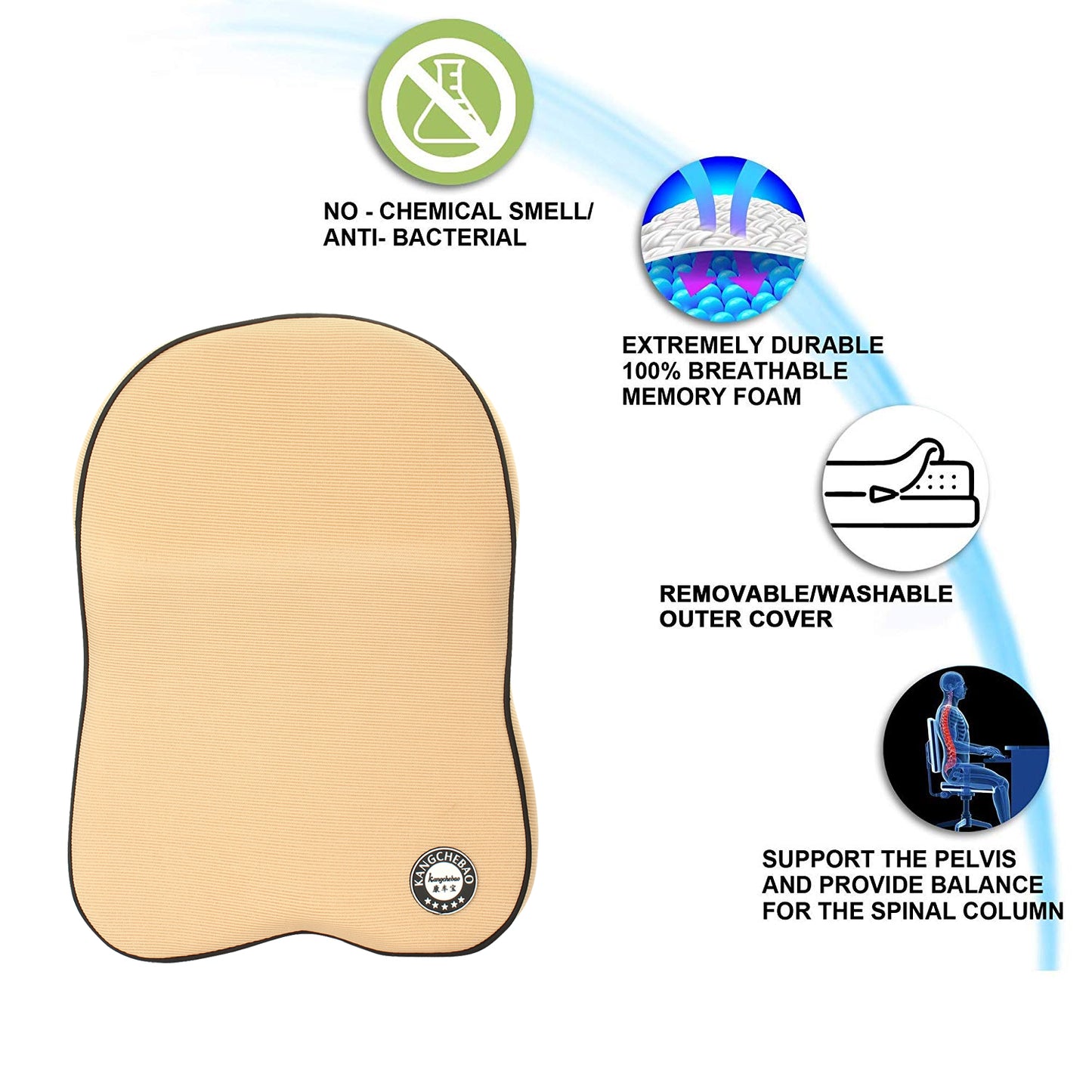 Oshotto Memory Foam, Air Fabric and Ergonomic Design Car Seat Neck Rest Cushion, Head Rest Pillow to Protect Neck & Vertebra for All Vehicles (Beige)