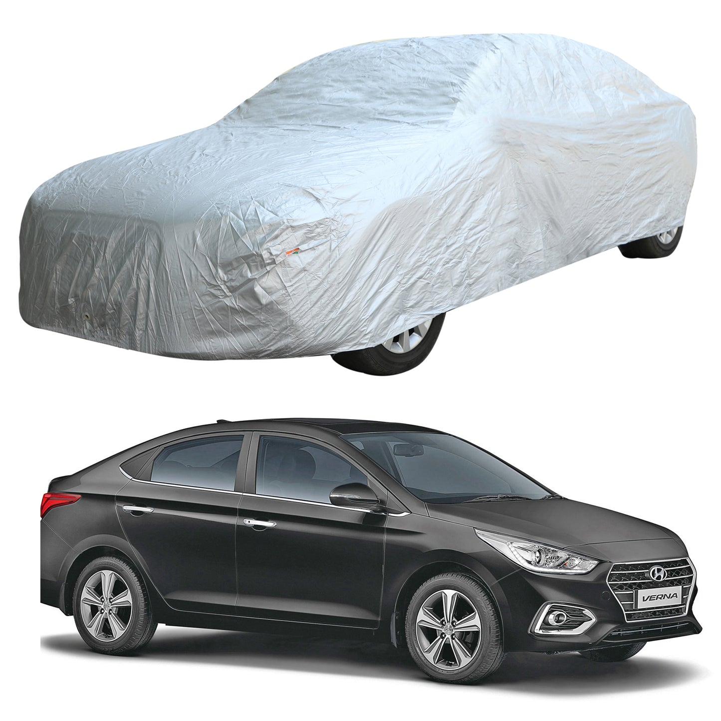 Oshotto Silvertech Car Body Cover (Without Mirror Pocket) For Hyundai Verna Old - Silver