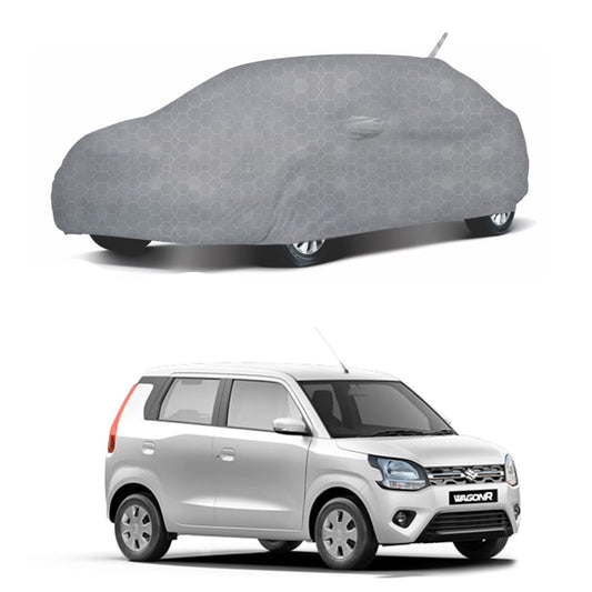 Oshotto 100% Dust Proof, Water Resistant Grey Car Body Cover with Mirror & Antenna Pocket For Maruti Suzuki WagonR 2019-2023