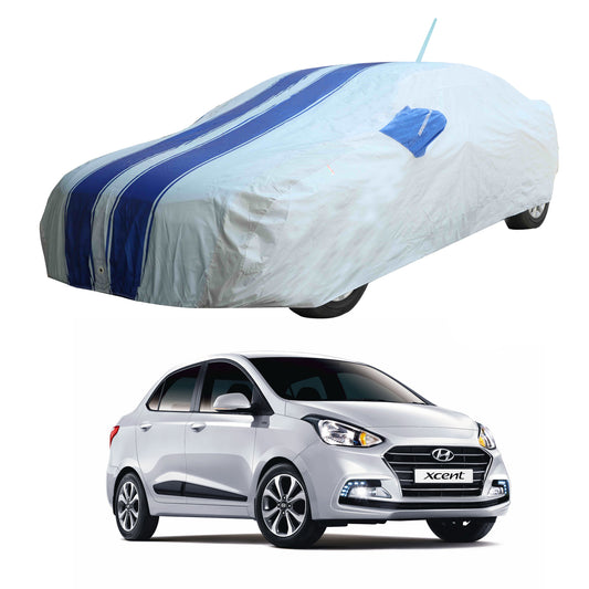 Oshotto 100% Blue dustproof and Water Resistant Car Body Cover with Mirror & Antenna Pockets For Hyundai Xcent