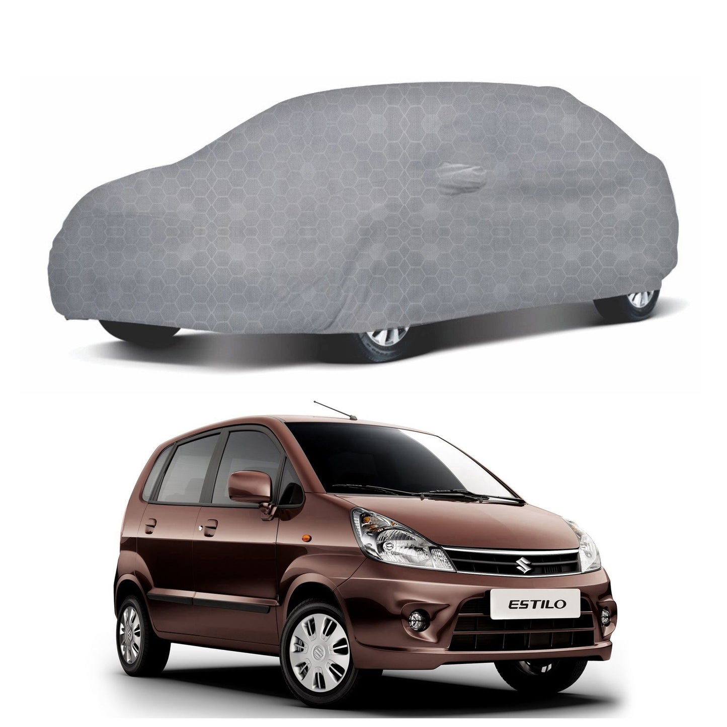 Oshotto 100% Dust Proof, Water Resistant Grey Car Body Cover with Mirror Pocket For Maruti Suzuki Zen Estilo