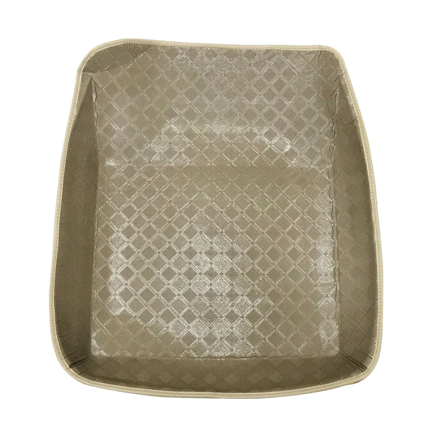 Oshotto 4D Beige Car Tray Mats For Toyota Glanza All Models - Set of 3 (2 pcs Front & one Long Single Rear pc)