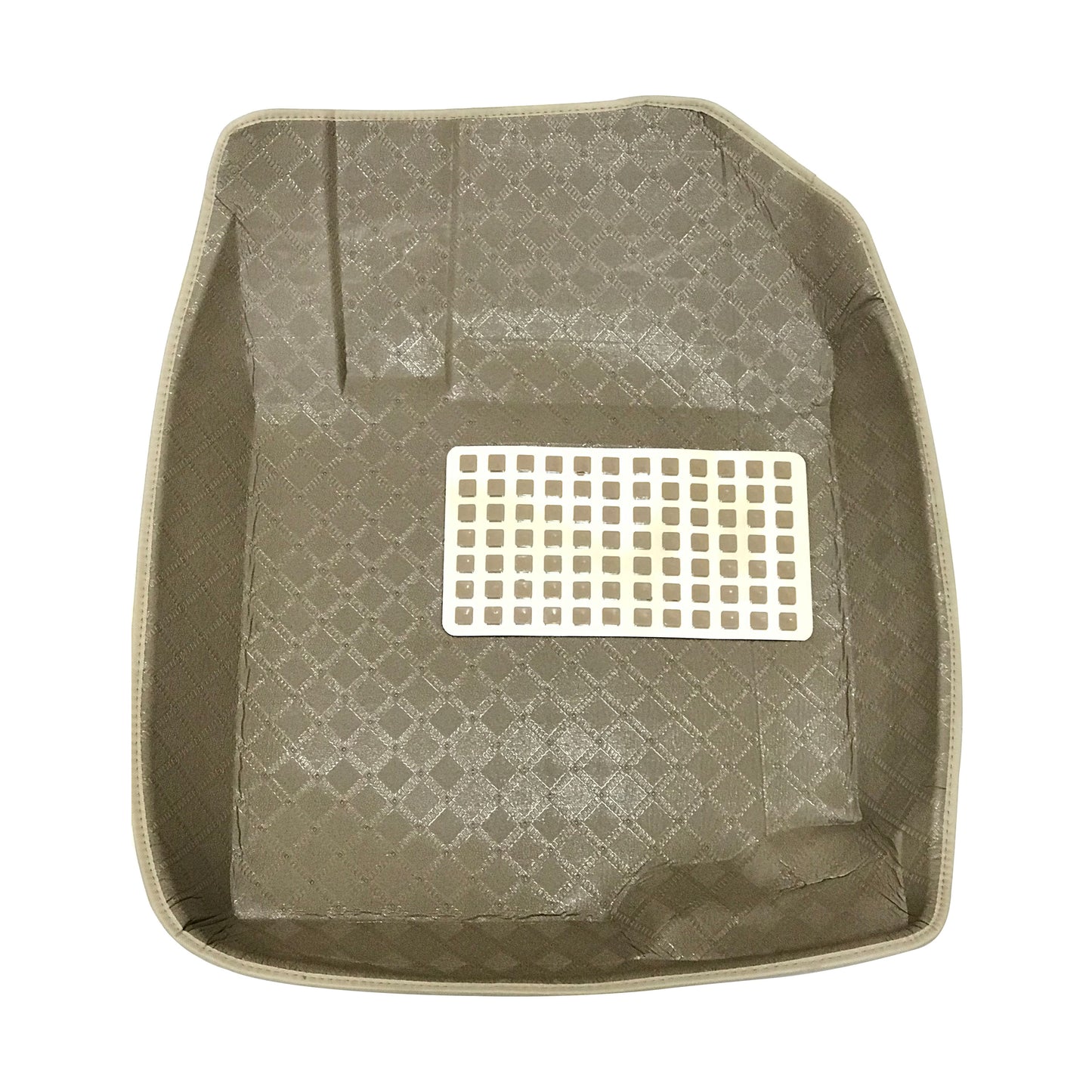 Oshotto 4D Artificial Leather Car Floor Mats For Ford Aspire - Set of 3 (2 pcs Front & one Long Single Rear pc) - Beige