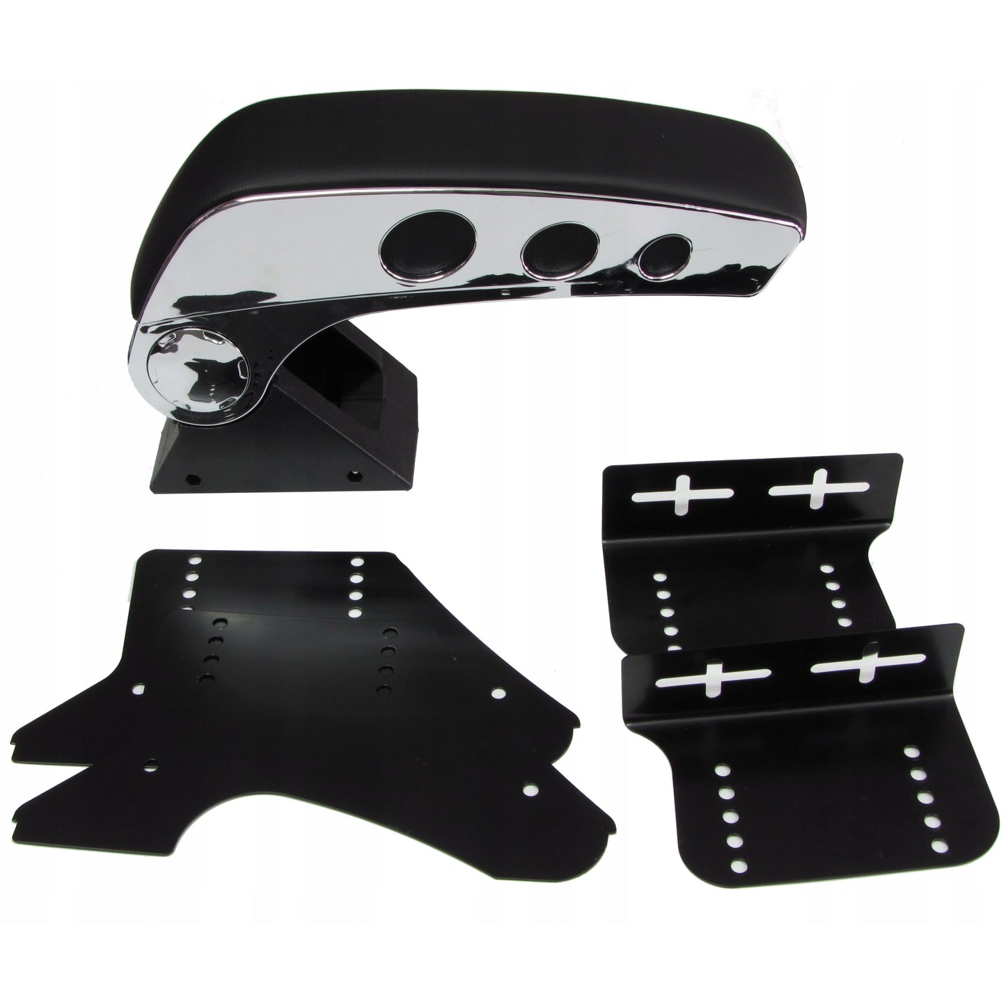 Oshotto Dual Tone Car Armrest Console Black & Chrome Universal for All Cars