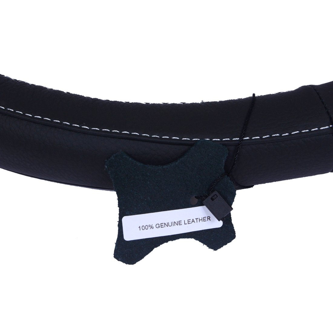 Oshotto SC-006 Leather Car Steering Cover (Black,Medium)