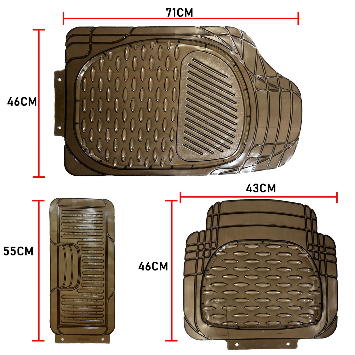 Oshotto (6255) Anti Skid Rubber Car Foot Mat for All Cars (Set of 5, Smoky)