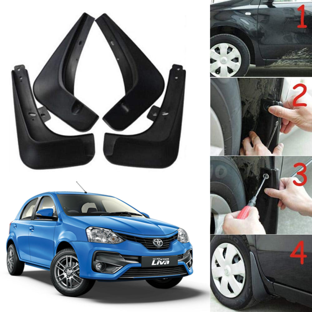 Oshotto Mud Flap (O.E.M Type) For Toyota Etios Liva 2016,2017,2018,2019,2020 (T-II) (Set of 4)