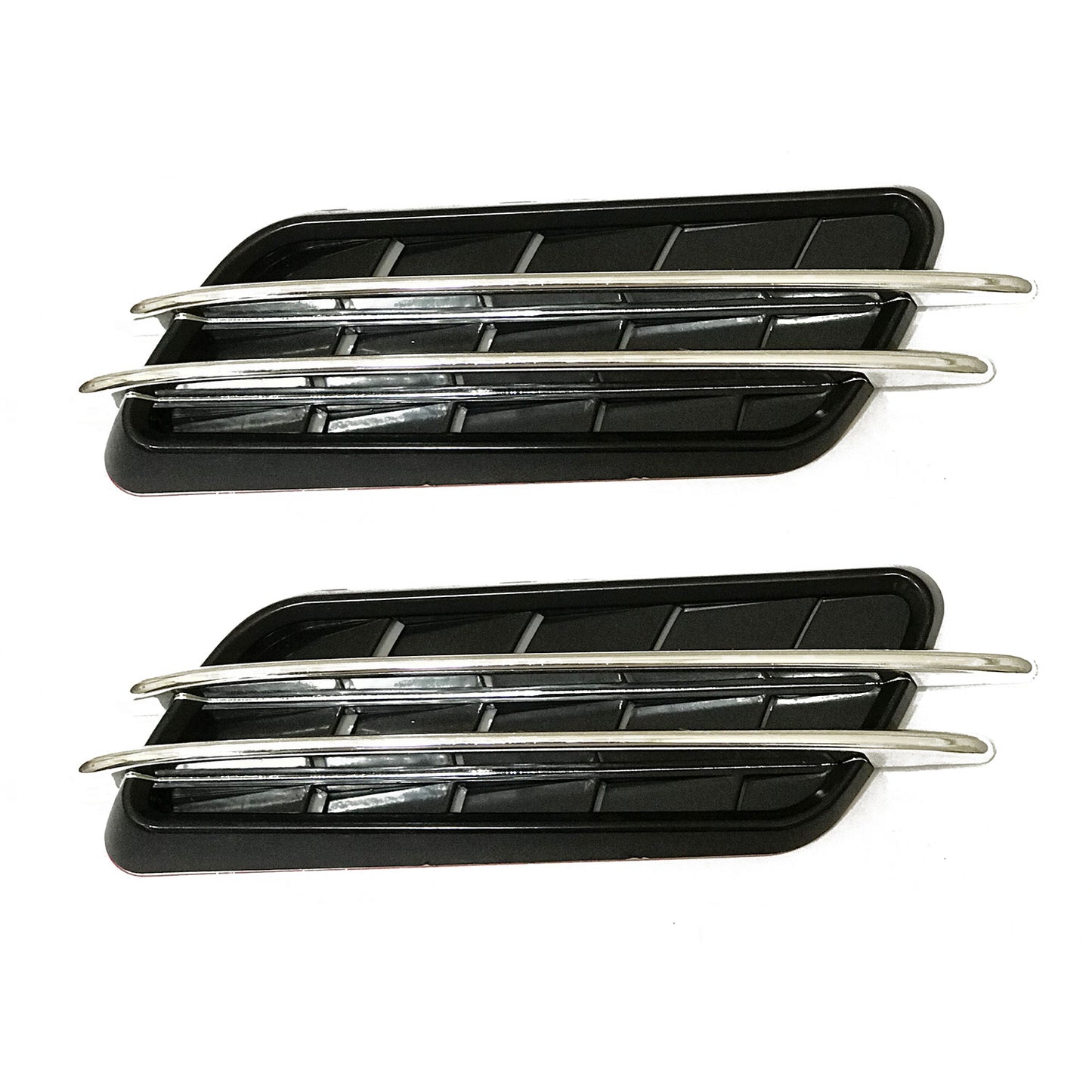 Oshotto 2Pcs ZW-5113 Car Decorative Electroplate Air Flow Intake Scoop Turbo Bonnet Vent Hood Universal For All Cars (Black)