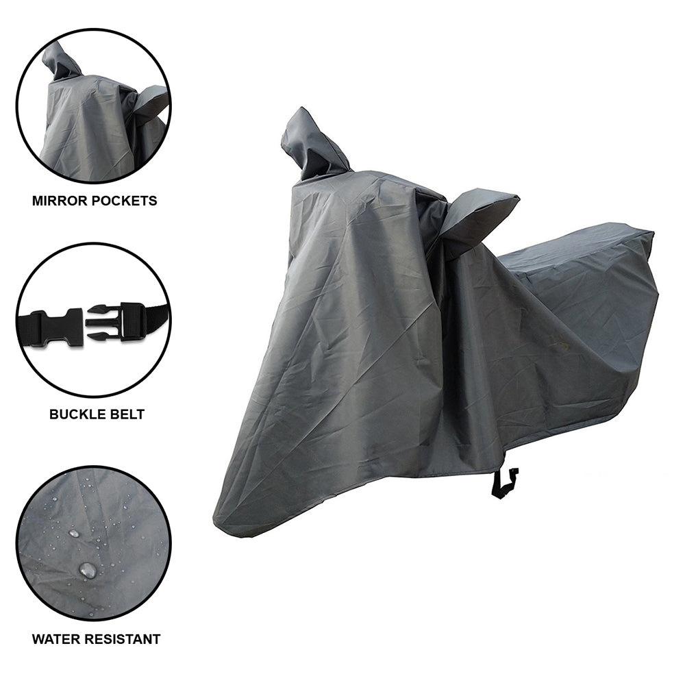 Oshotto Water and Dust Proof Double Mirror Pocket Spyro Universal for All Bike Body Cover (Grey)