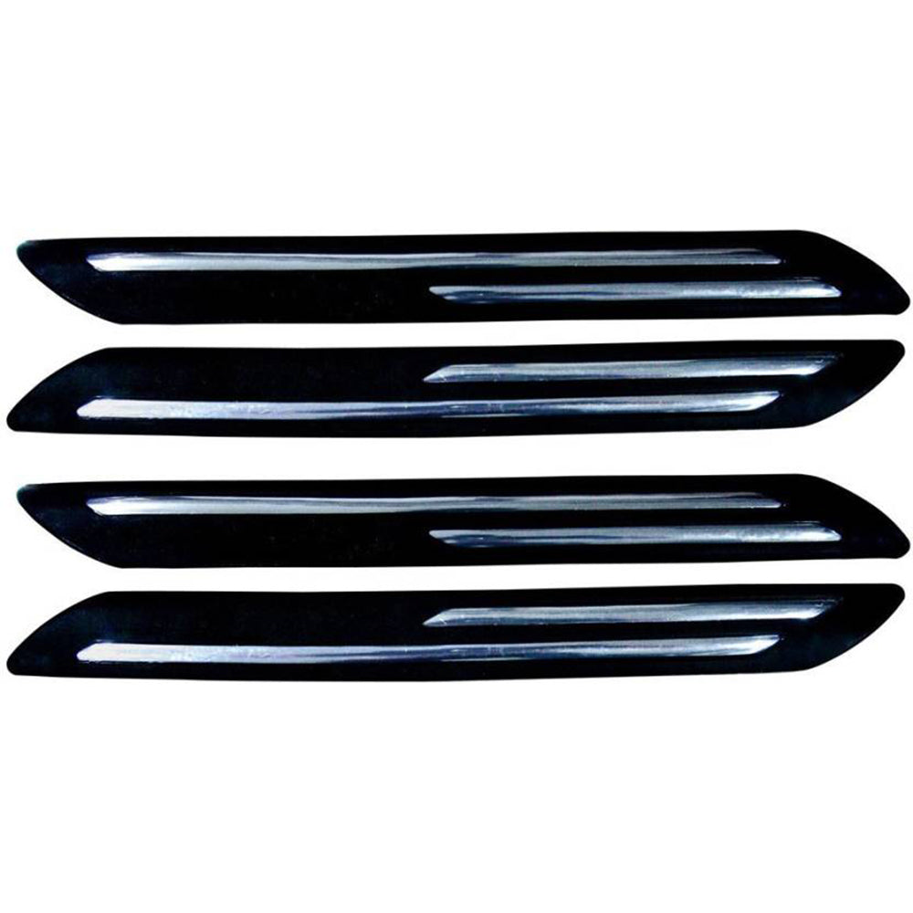 Oshotto (BP-02) Car Black Rubber Bumper Protector with Double Chrome line for All Cars -(Set of 4 pcs)