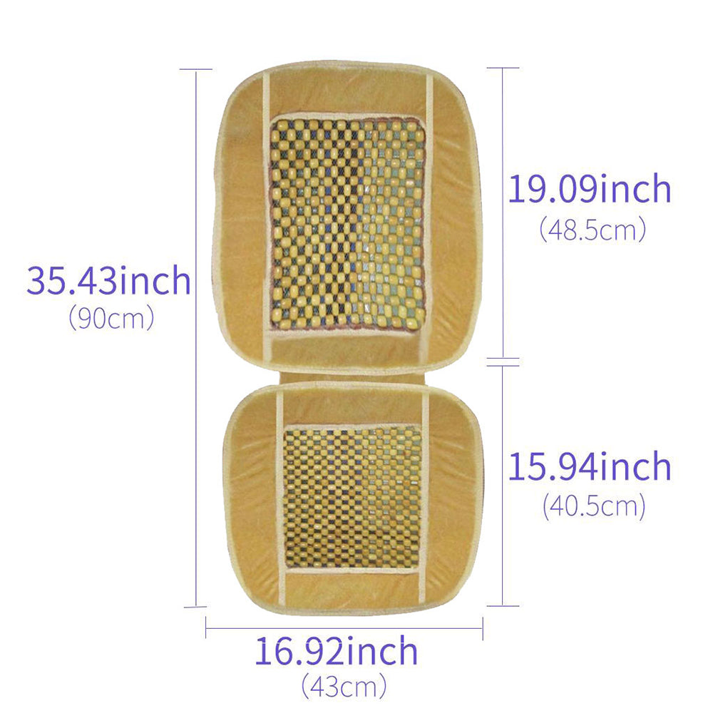 Oshotto Car Wooden Bead Seat Cushion with Velvet Border for All Cars - (Beige) - 1 Piece