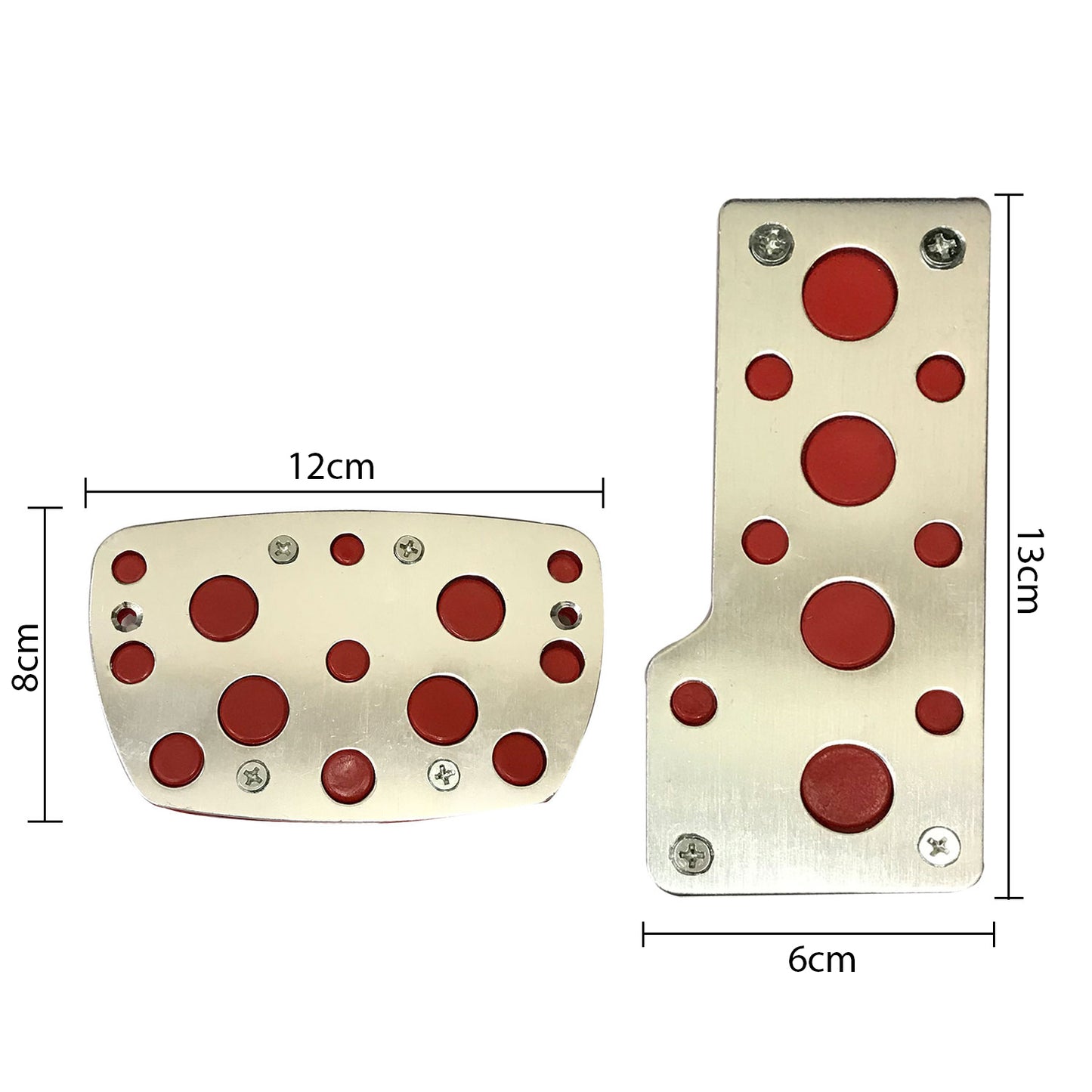 Oshotto 2 Pcs Non-Slip Automatic Transmission CS-04 Car Pedals Kit Pad Covers Set for All Cars (Red, Chrome)