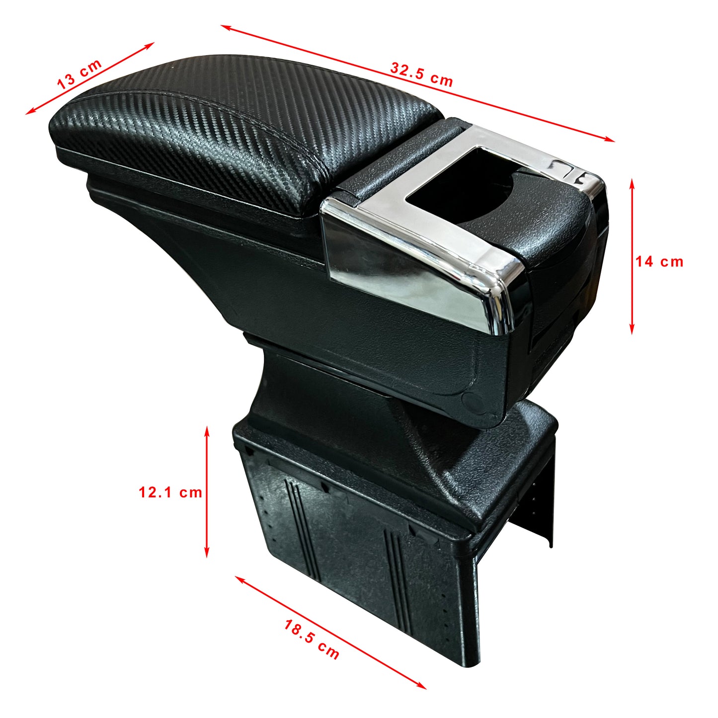 Oshotto PU Leather AR-03 Carbon Fiber Finish Car Armrest Console Box for All Cars (Black)