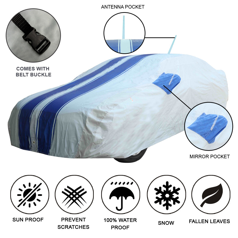 Oshotto 100% Blue dustproof and Water Resistant Car Body Cover with Mirror & Antenna Pockets For Maruti Suzuki Swift 2011-2023