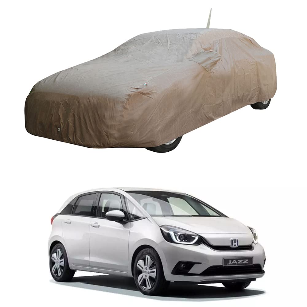 Oshotto Brown 100% Waterproof Car Body Cover with Mirror Pockets For Honda Jazz(with Antenna Pocket)