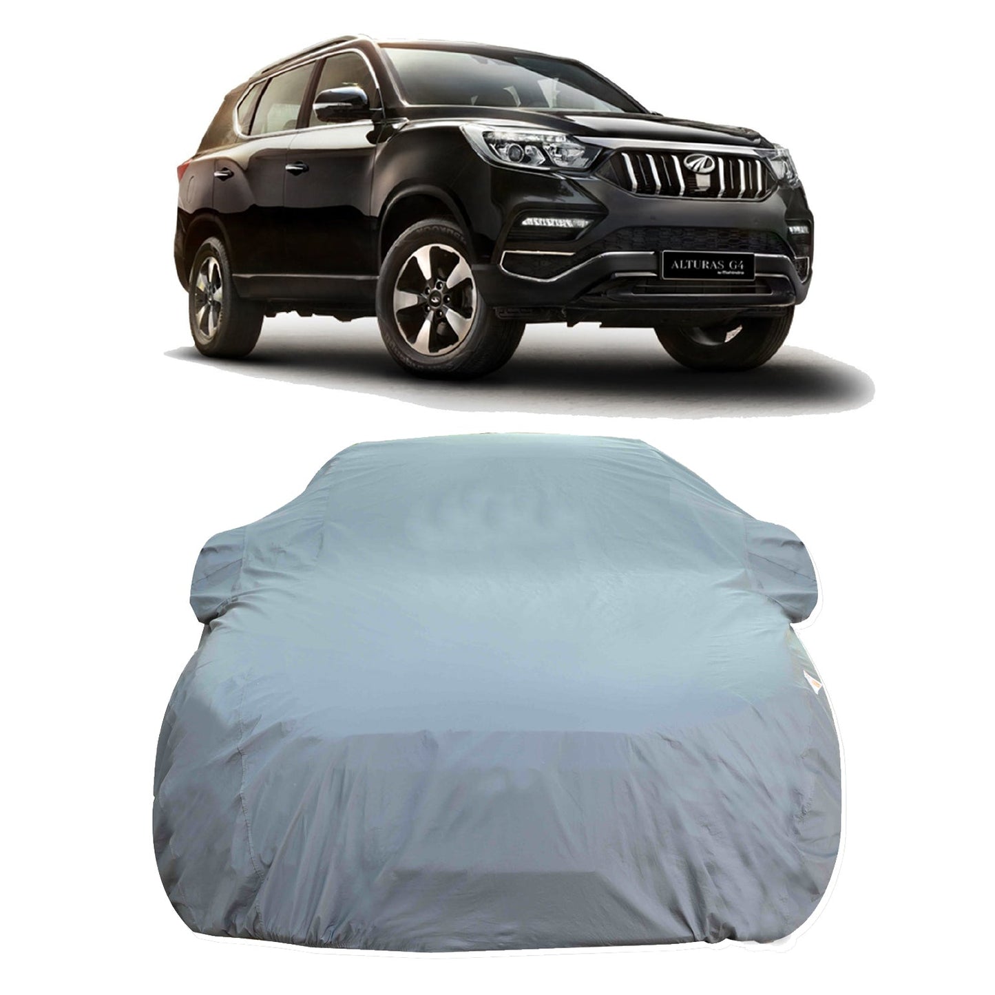 Oshotto Dark Grey 100% Anti Reflective, dustproof and Water Proof Car Body Cover with Mirror Pockets For Mahindra Alturas G4