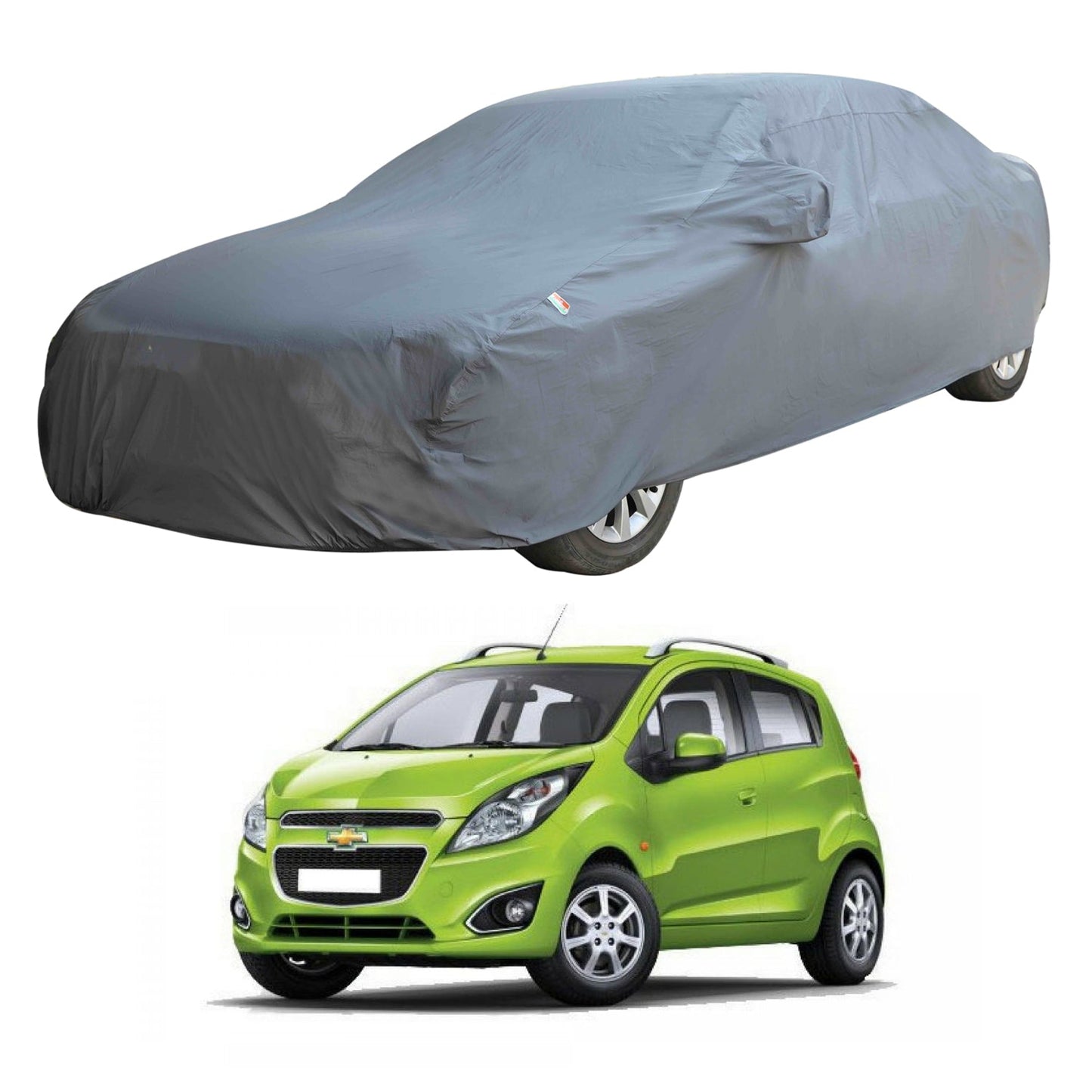 Oshotto Dark Grey 100% Anti Reflective, dustproof and Water Proof Car Body Cover with Mirror Pocket For Chevrolet Beat