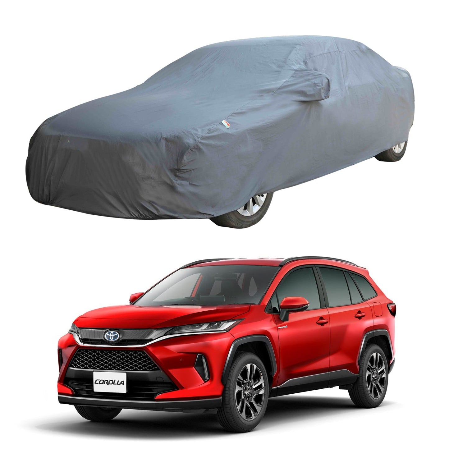 Oshotto Dark Grey 100% Anti Reflective, dustproof and Water Proof Car Body Cover with Mirror Pockets For Toyota Corolla