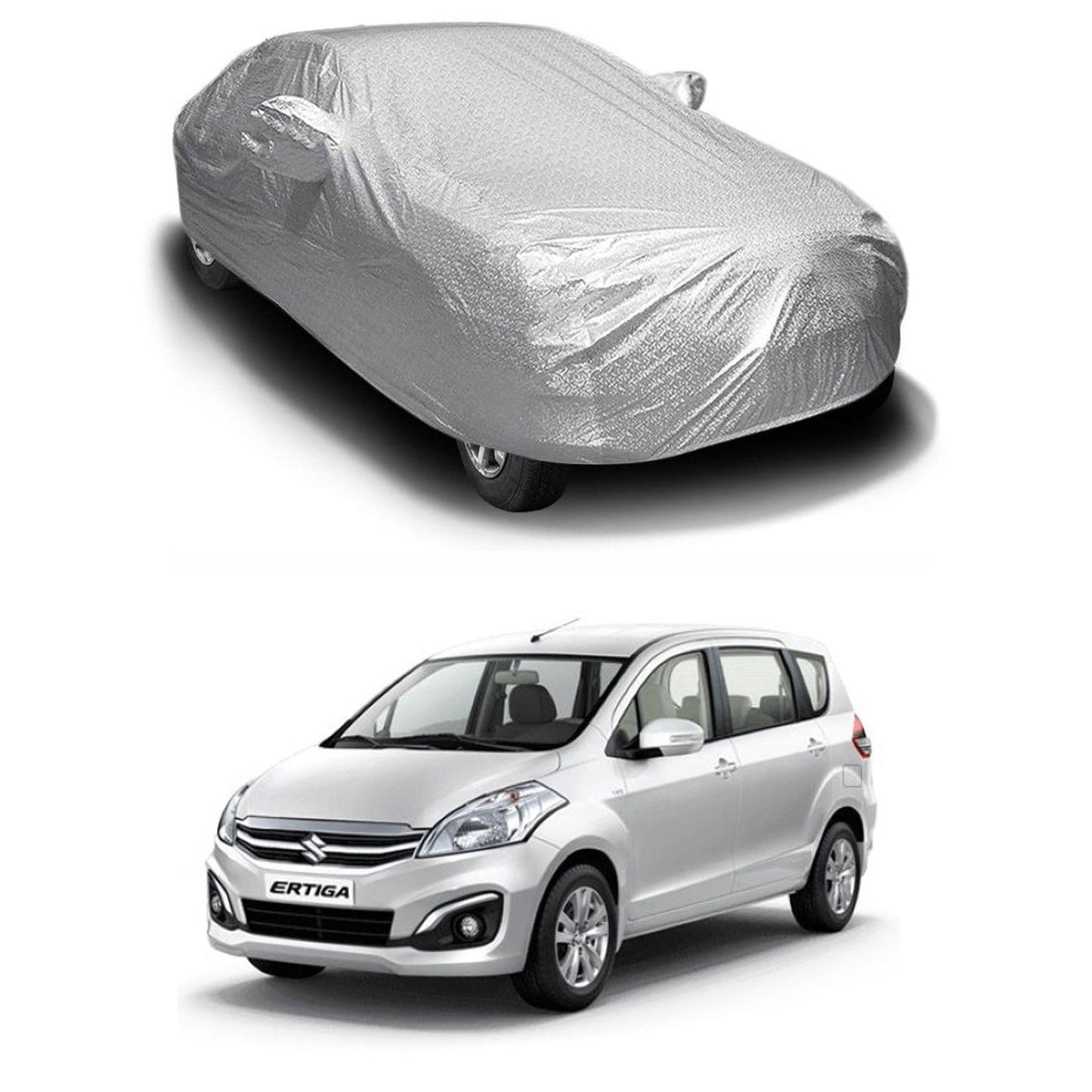 Oshotto Spyro Silver Anti Reflective, dustproof and Water Proof Car Body Cover with Mirror Pockets For Maruti Suzuki Ertiga 2012-2018