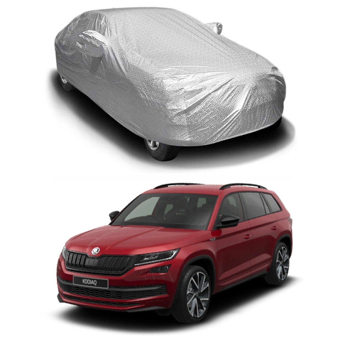 Oshotto Spyro Silver Anti Reflective, dustproof and Water Proof Car Body Cover with Mirror Pockets For Skoda Kodiaq