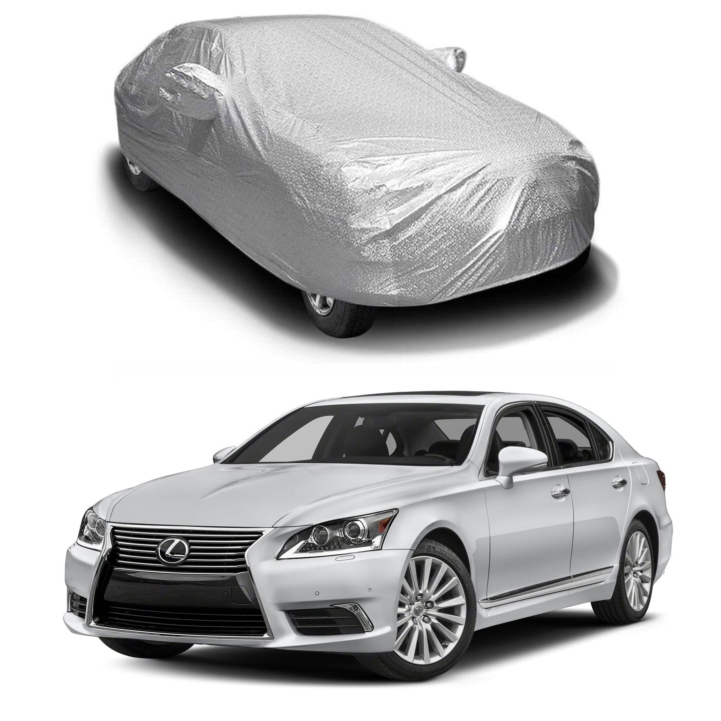 Oshotto Spyro Silver Anti Reflective, dustproof and Water Proof Car Body Cover with Mirror Pockets For Lexus LS