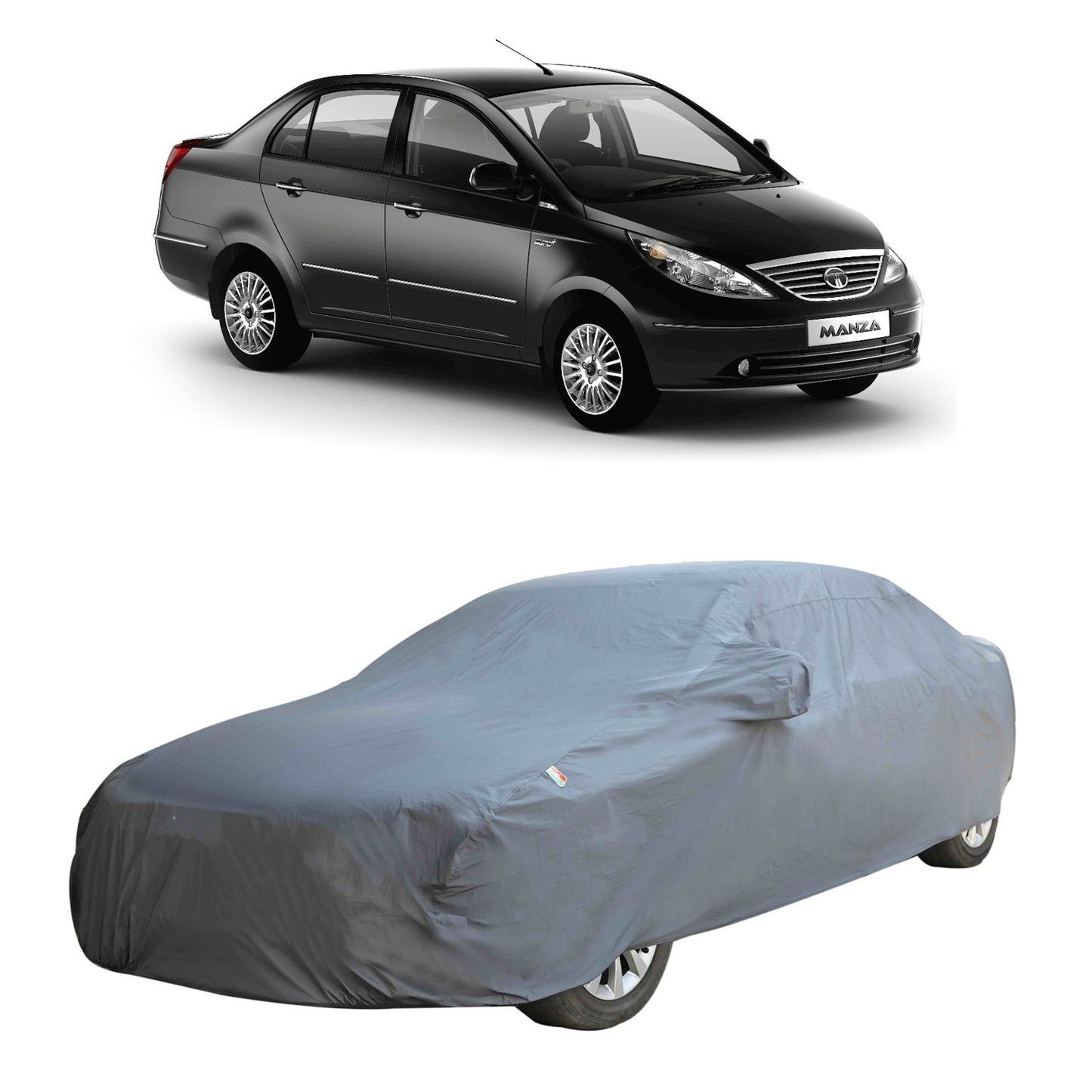 Oshotto Dark Grey 100% Anti Reflective, Dustproof and Water Proof Car Body Cover with Mirror Pockets For Tata Indigo Manza