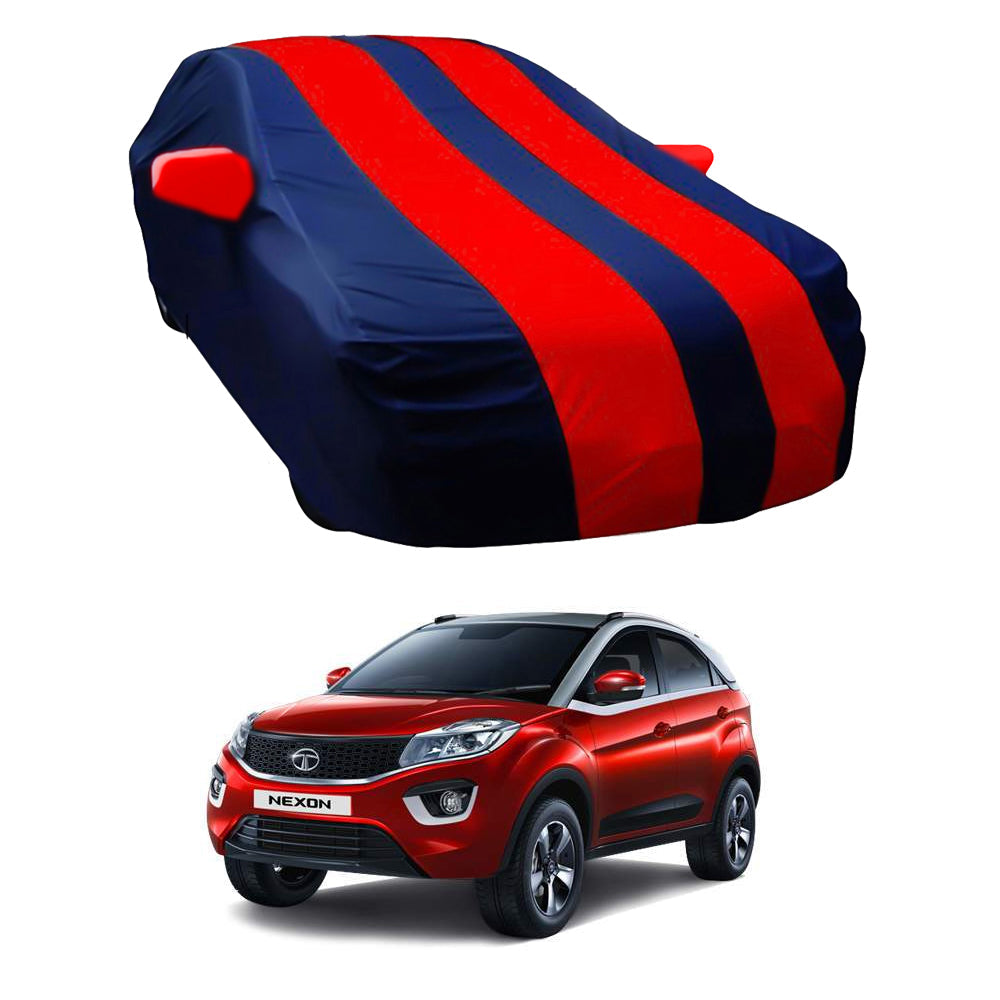 Oshotto Taffeta Car Body Cover with Mirror Pocket For Tata Nexon (Red, Blue)
