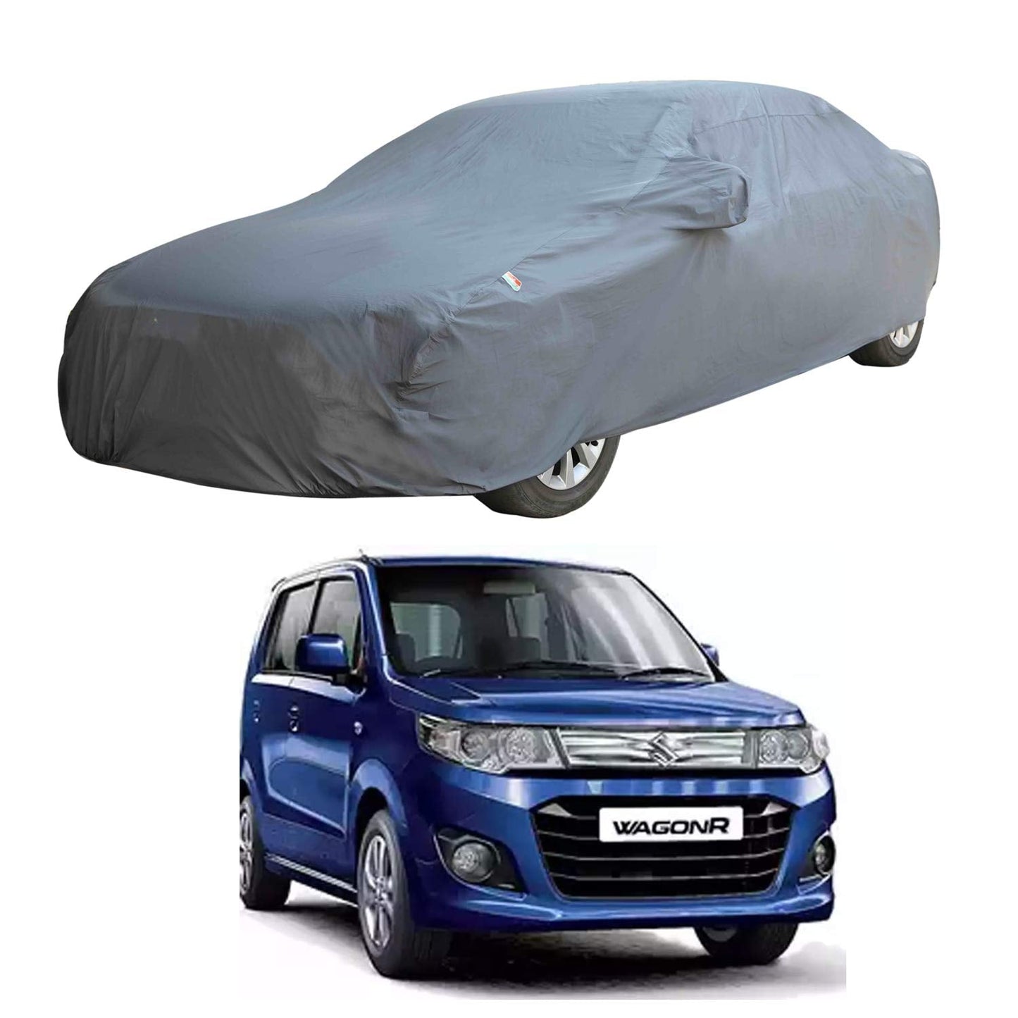 Oshotto Dark Grey 100% Anti Reflective, dustproof and Water Proof Car Body Cover with Mirror Pockets For Maruti Suzuki WagonR 2010-18