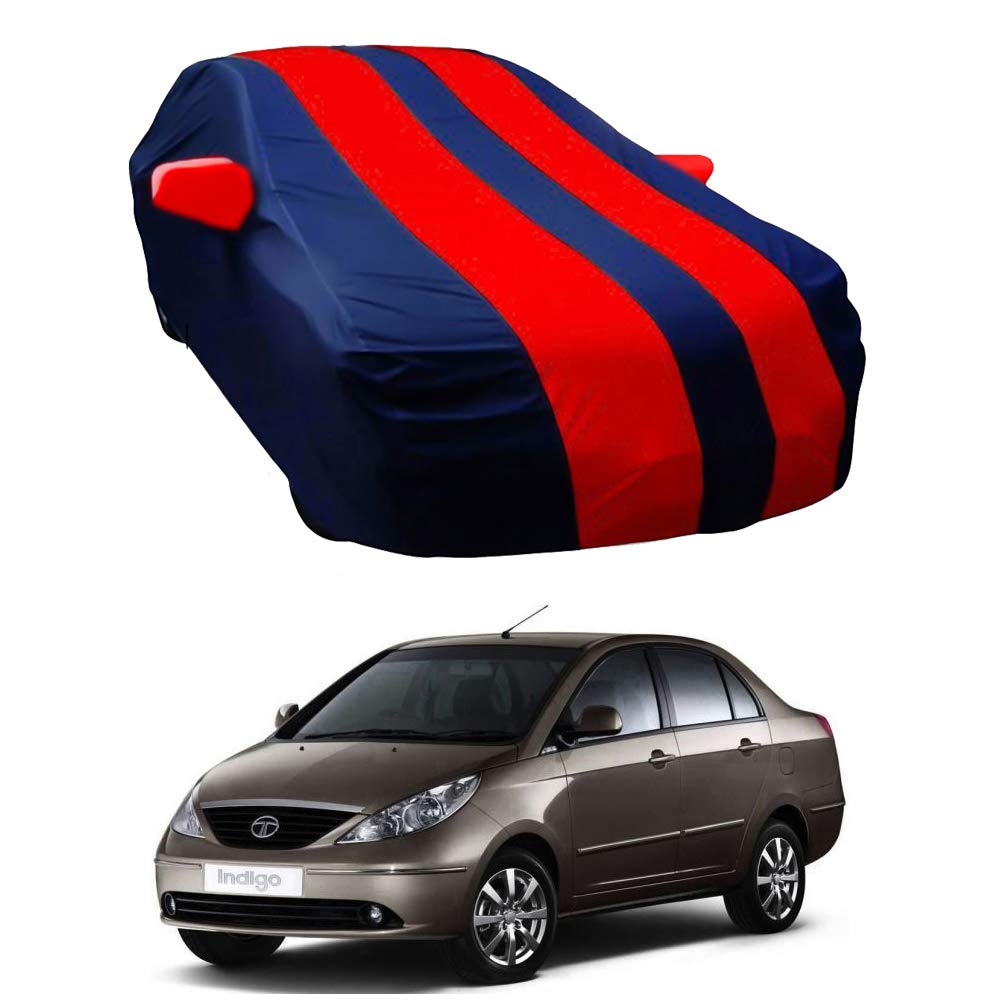 Oshotto Taffeta Car Body Cover with Mirror Pocket For Tata Indigo (Red, Blue)