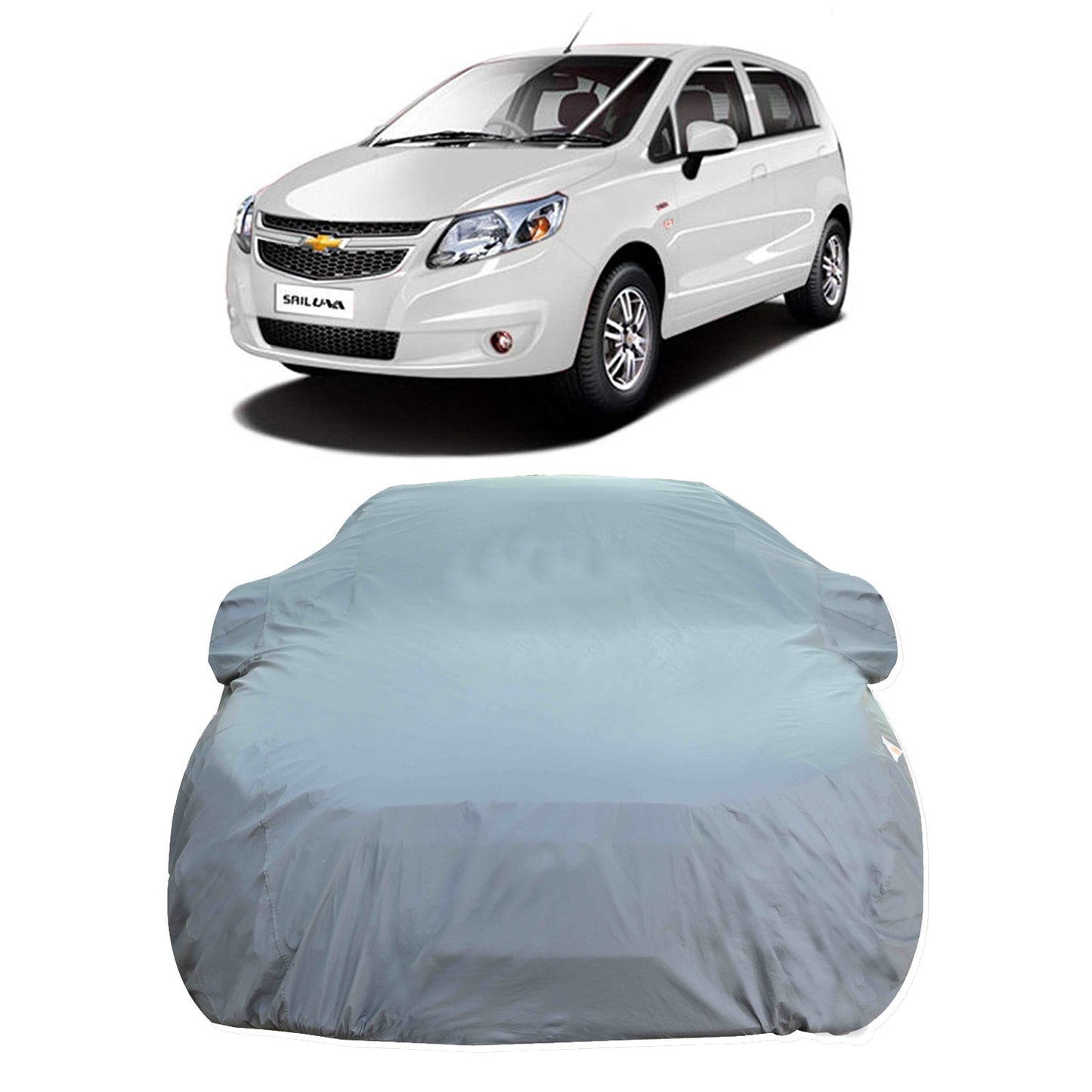 Oshotto Dark Grey 100% Anti Reflective, dustproof and Water Proof Car Body Cover with Mirror Pocket For Chevrolet Uva Old/Uva Sail