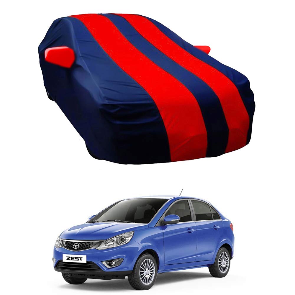 Oshotto Taffeta Car Body Cover with Mirror Pocket For Tata Zest (Red, Blue)