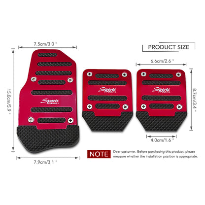 Oshotto 3 Pcs Non-Slip Manual CS-373 Car Pedals Kit Sports Pad Covers Set for All Cars (Red)