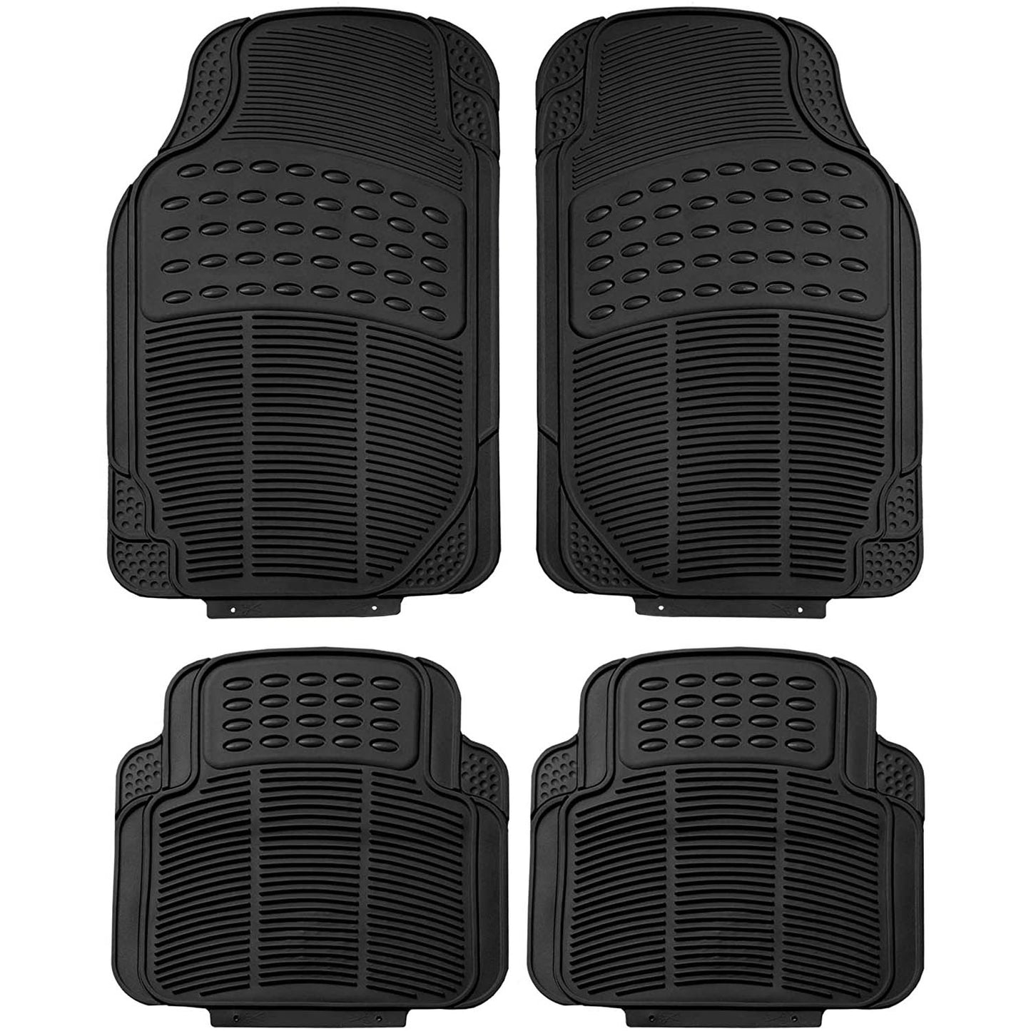 Oshotto Anti Skid Rubber Car Foot Mat for All Cars (Set of 4, Black)