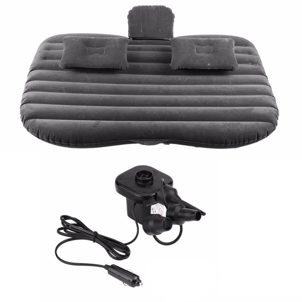Oshotto Multifunctional Car Travel Inflatable Bed Mattress with Two Air Pillows, Car Air Pump and Repair kit for All Cars (Black)