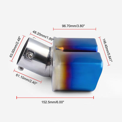 Oshotto Stainless Steel SS-010-BLUE Car Exhaust Dual Pipe Muffler Silencer Cover for All Cars - Multicolor