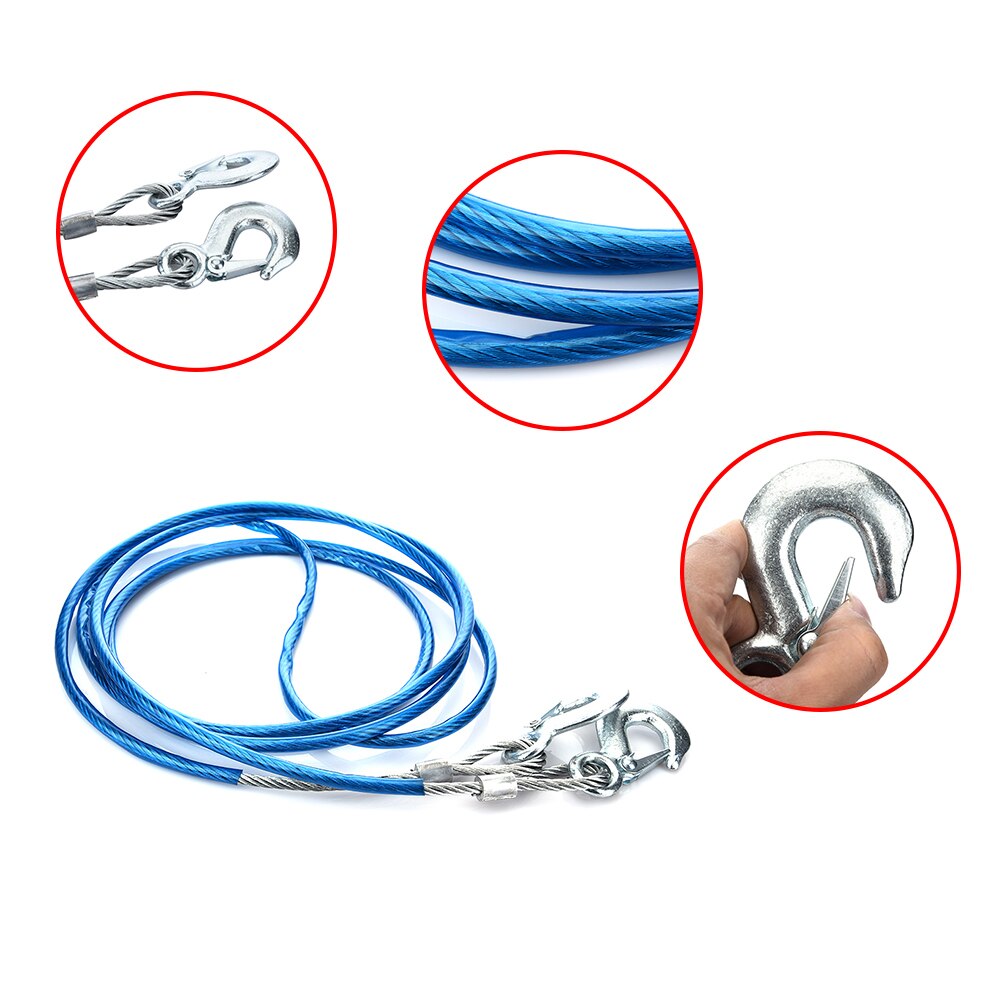 Oshotto Tow Rope Steel Cable for Car, Van, Truck, SUV (12 mm x 3m, 5000kgs)