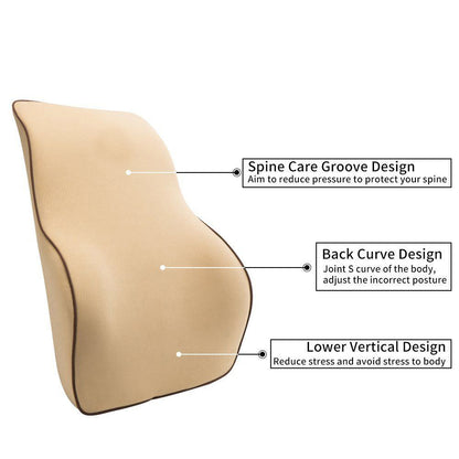 Oshotto Air Fabric Lumbar Support for Office Chair | Back Pillow for Car | Memory Foam Orthopedic Cushion - Provides Low Back Support (Beige)