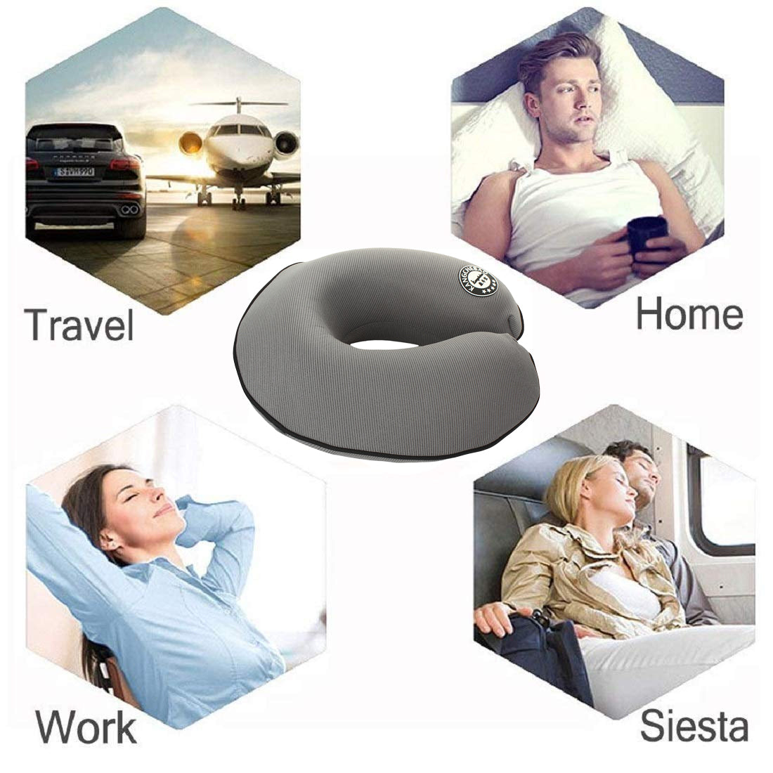 Oshotto U Shape Memory Foam Travel Car Neck Pillow for All Cars (Grey)