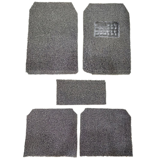 Oshotto Anti Skid Curly Noodle Grass 12mm Car Foot/Floor Mats for All Cars (Set of 5, Black)
