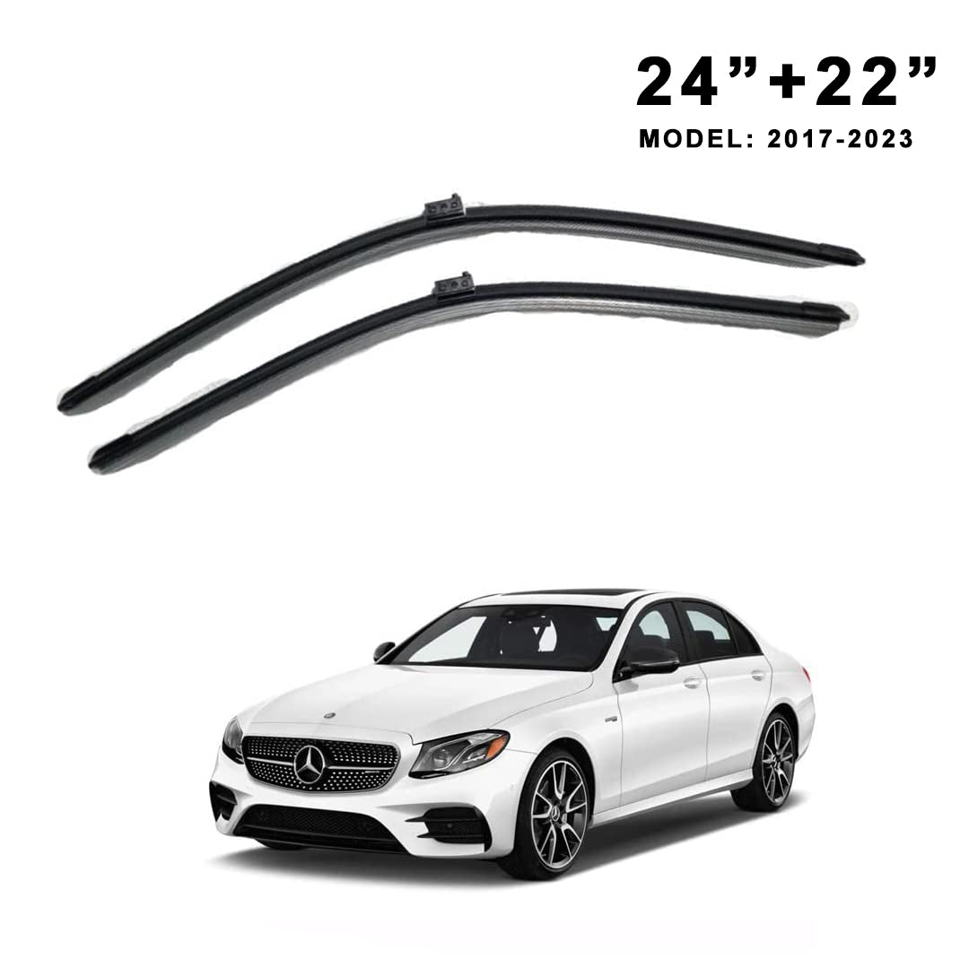 Oshotto Frameless (O.E.M Type) Wiper Blades Compatible with Mercedes Benz E-Class 2017-2023 (24" / 22")