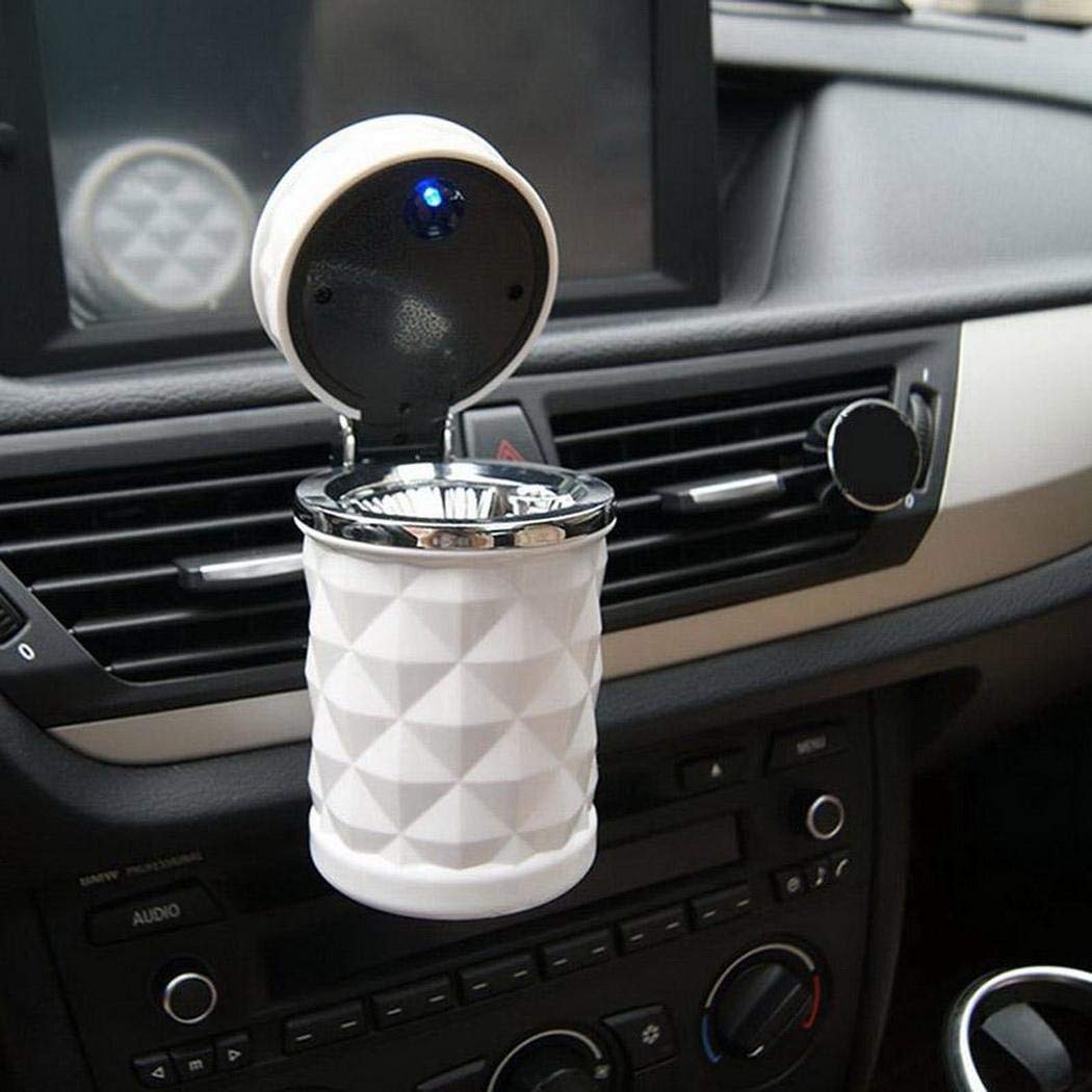 Oshotto Fire Proof Car Portable Diamond Design Ashtray for Cars|Office|Home (White)