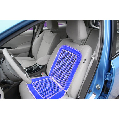 Oshotto Car Wooden Bead Seat Cushion with Velvet Border for All Cars - (Blue) - 1 Piece