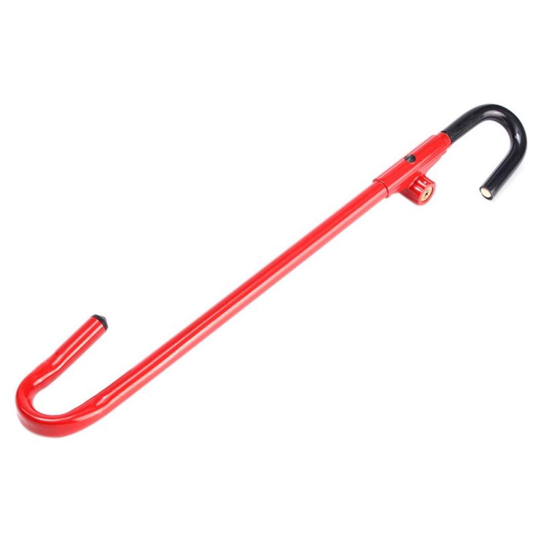 Oshotto Anti-Theft Car Steering Lock Brake Pedal/Steering Adjustable Steel Locking Bar for All Cars (Red)
