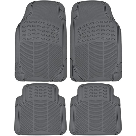 Oshotto Anti Skid Rubber Car Foot Mat for All Cars (Set of 4, Grey)