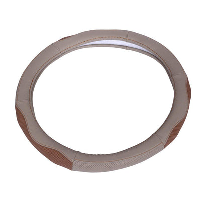 Oshotto SC-003 Genuine Leather Car Steering Cover For All Cars (Beige Tan)