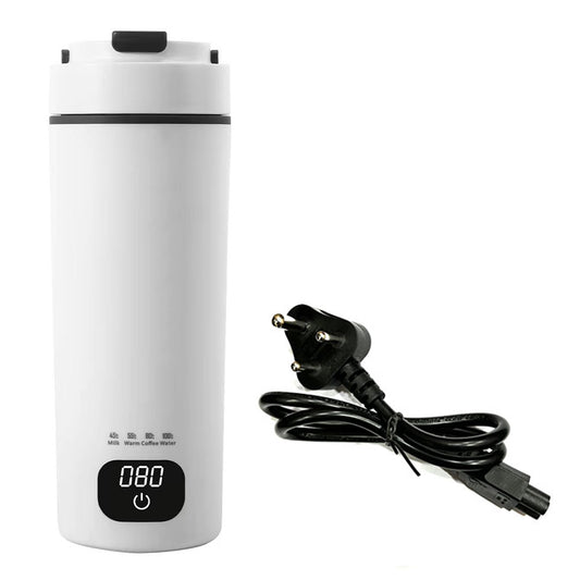 Oshotto 120-240V Car Electric Water Kettle with LCD Digital 4 Variable Presets Auto Shut-off 304 Stainless Steel Liner Leak-Proof For Travel Camping, Road Trip (450ml)