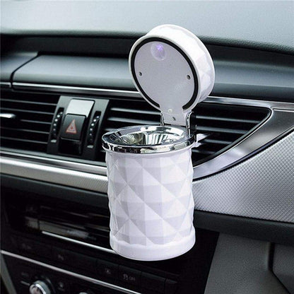 Oshotto Fire Proof Car Portable Diamond Design Ashtray for Cars|Office|Home (White)