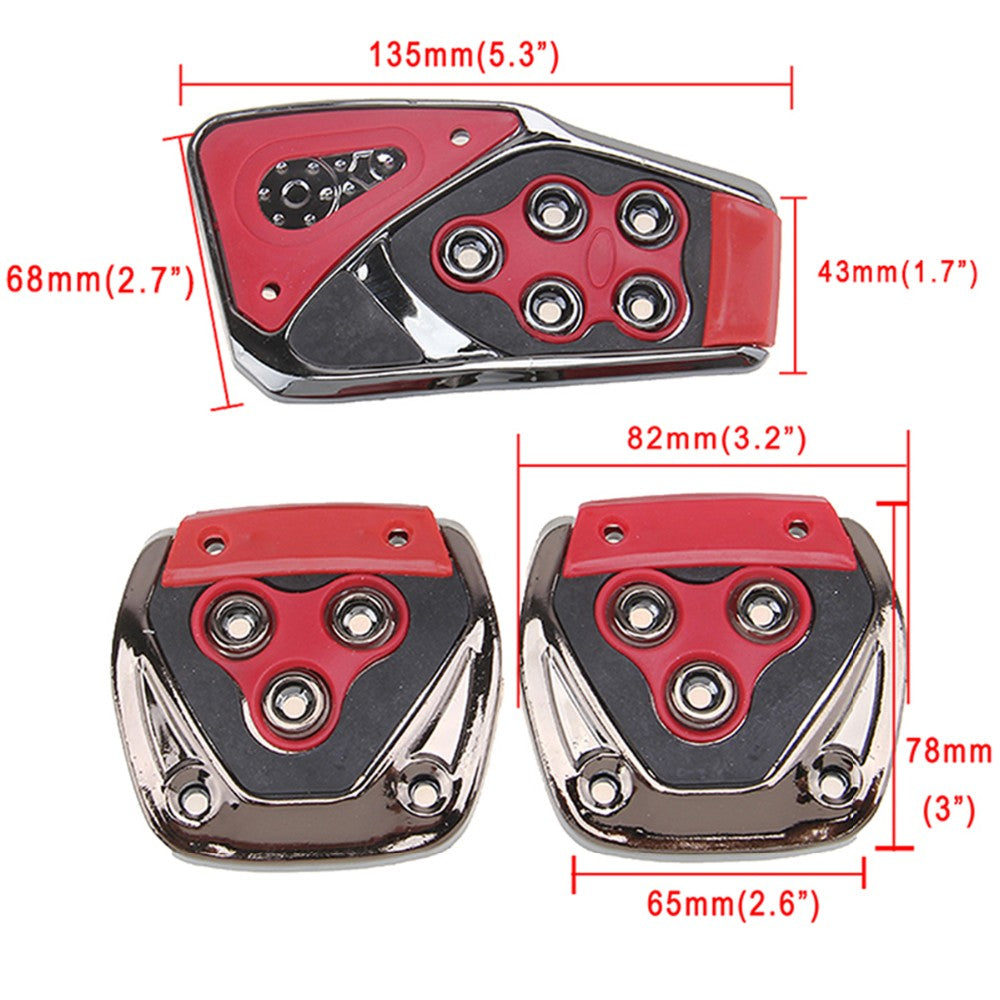 Oshotto 3 Pcs Non-Slip Manual CS-375 Car Pedals kit Pad Covers Set for All Cars (Red)